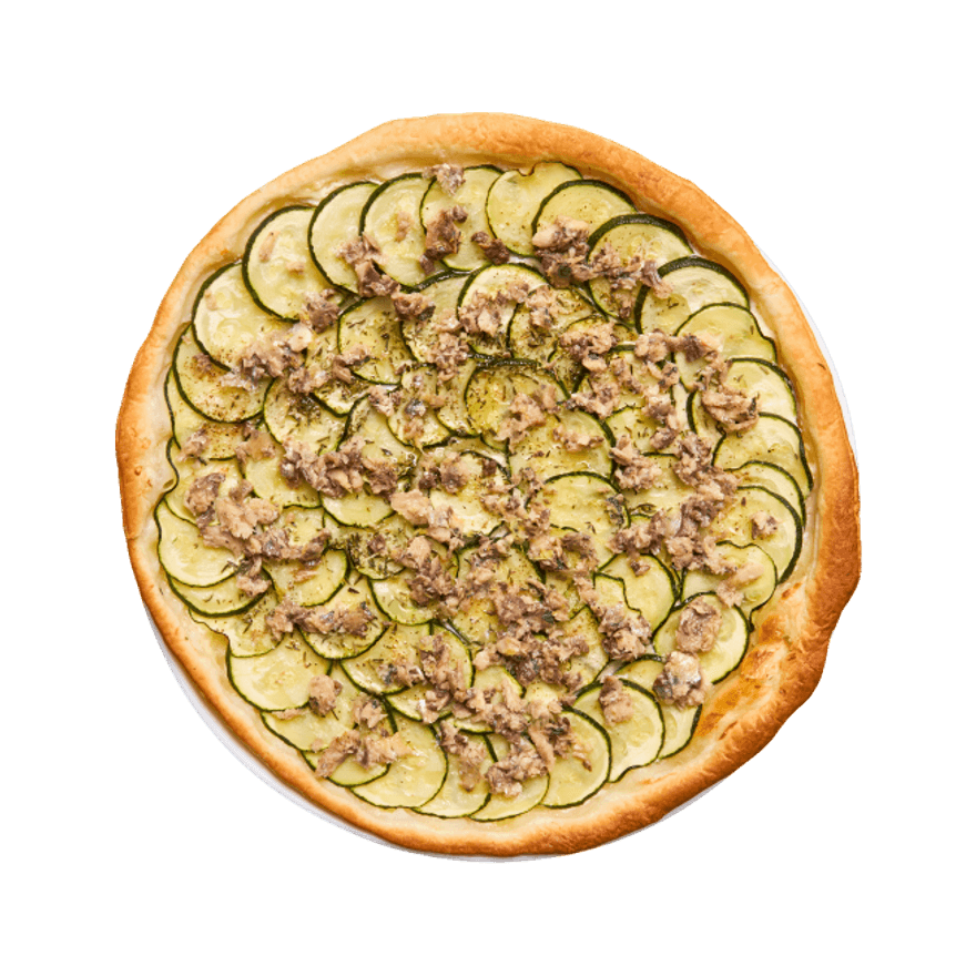 Tarte fine courgettes & sardines à La Vache qui rit®