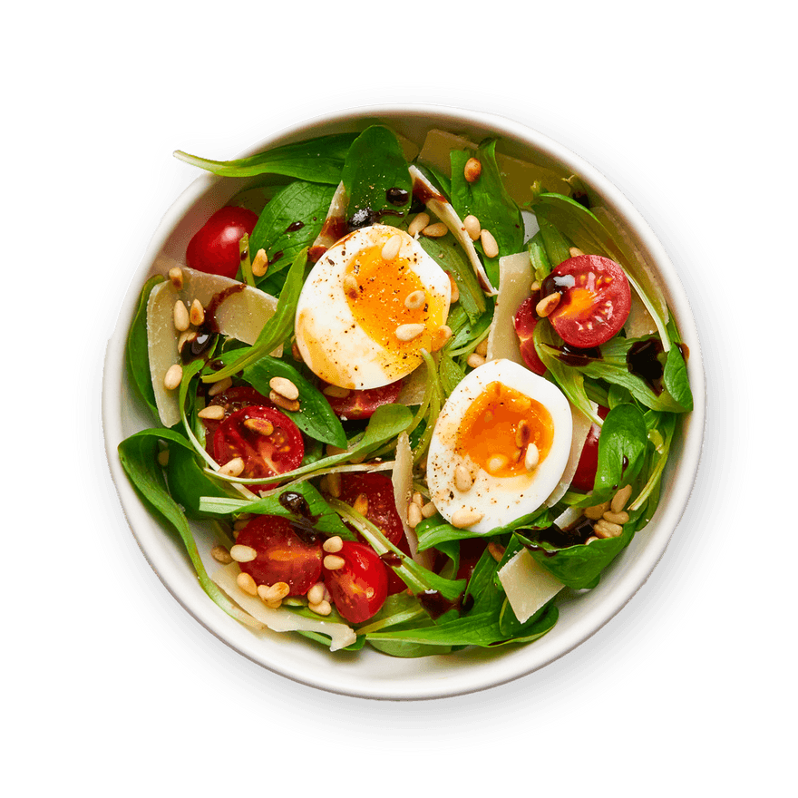 Jow - Recette : Salade mâche, œuf mollet & parmesan