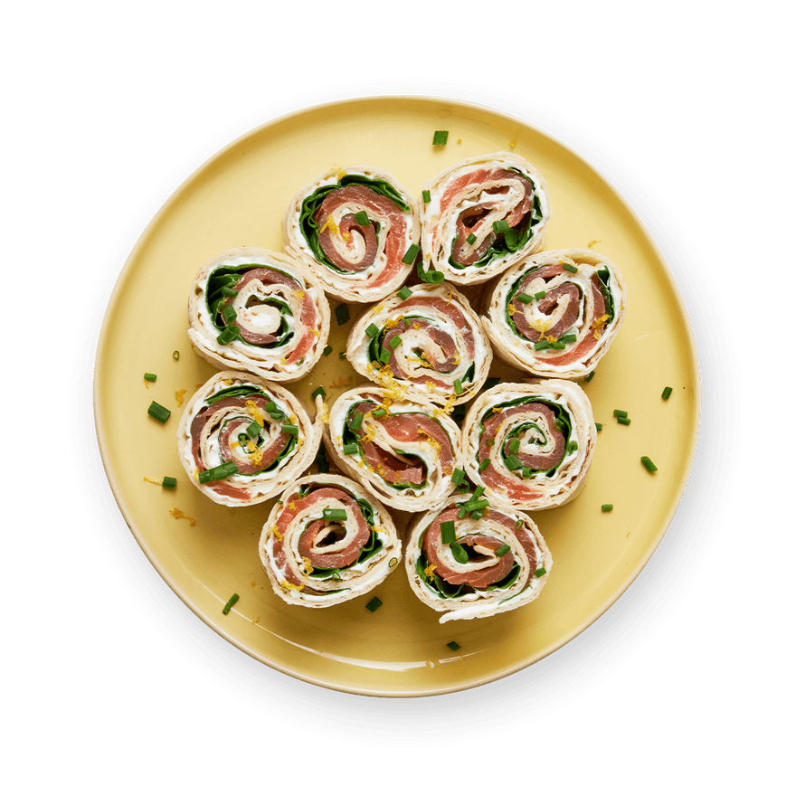 Wraps roulés au saumon fumé