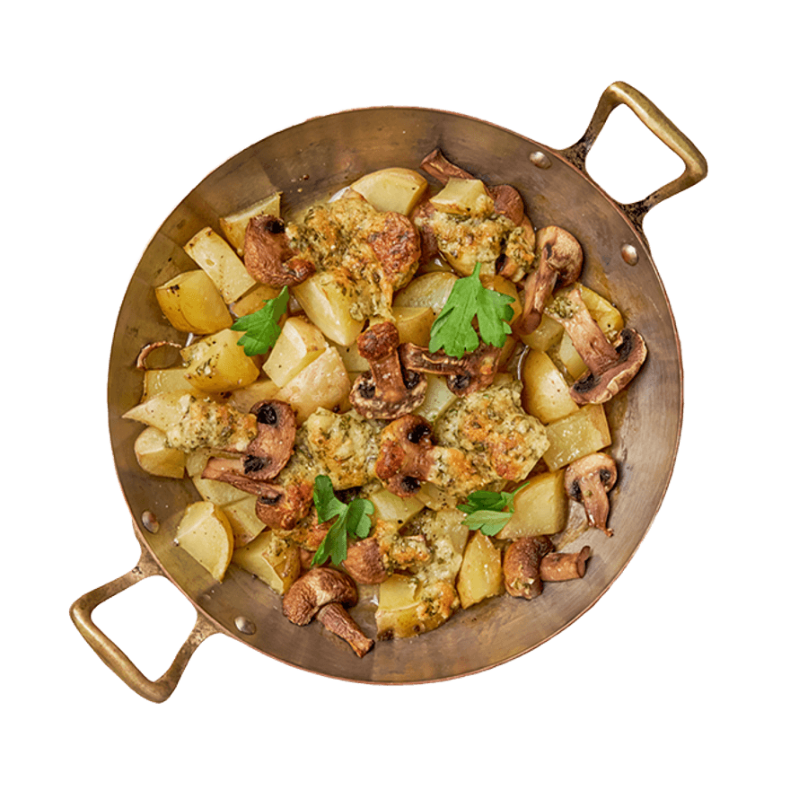 Pommes de terre & champignons au beurre persillé