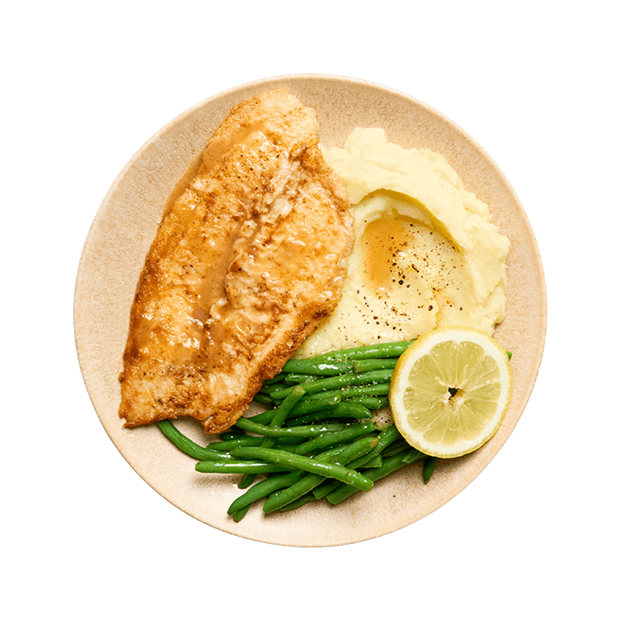 Limande meunière, purée & haricots verts