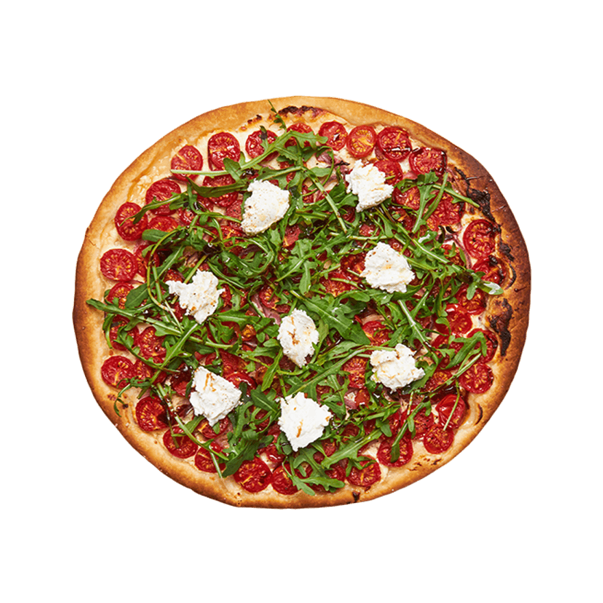 Tarte fine tomates, chèvre & roquette