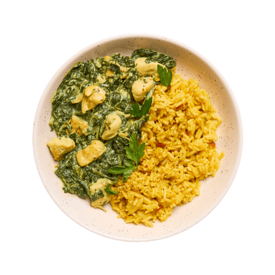 Poulet au lait de coco, épinards & épices douces