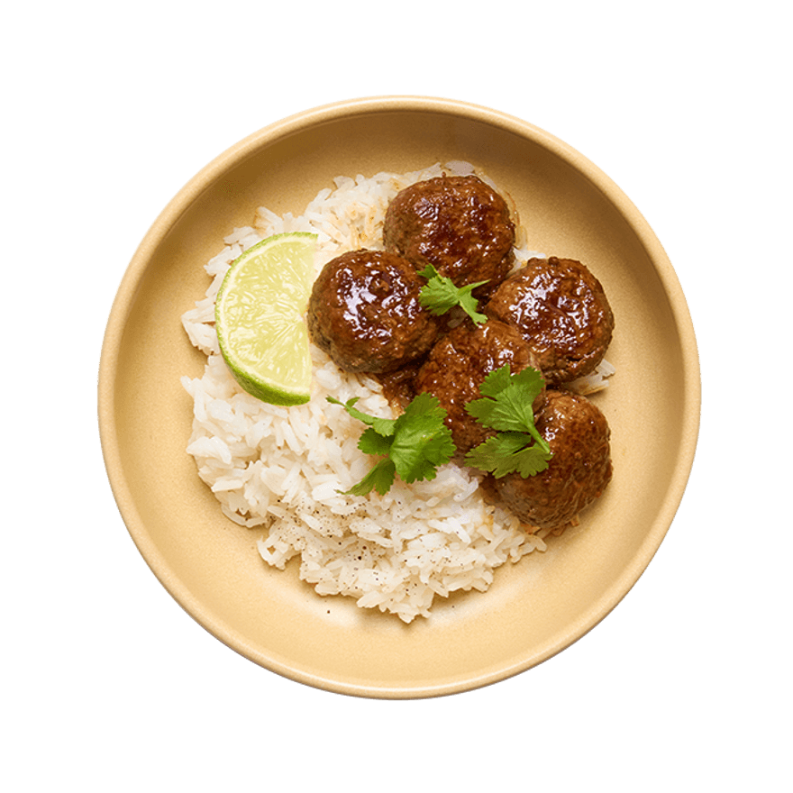 Boulettes de bœuf au gingembre & riz