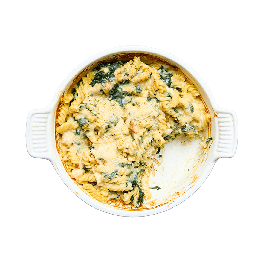 Gratin de pâtes aux épinards & poulet