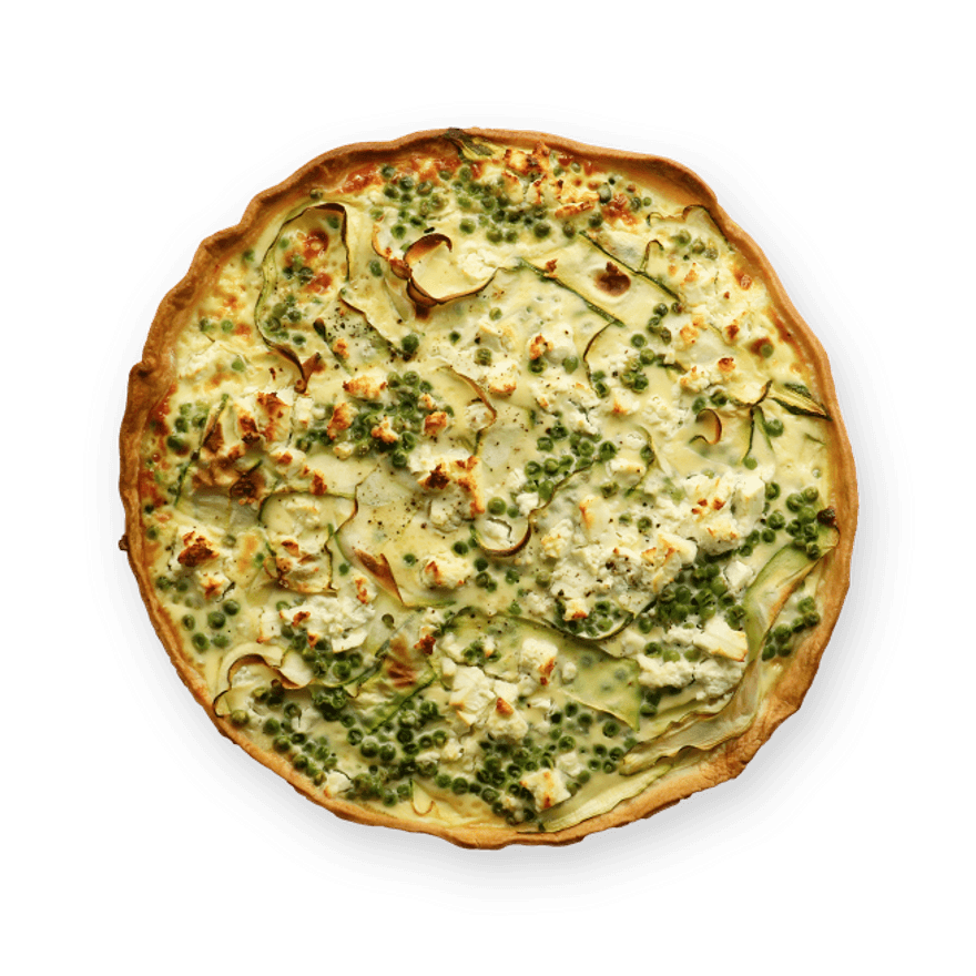 Quiche courgette, petits pois & feta