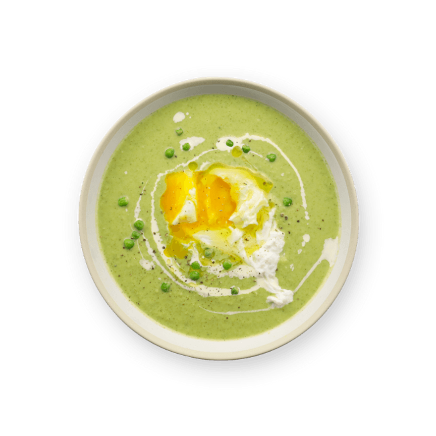 Velouté vert & œuf poché