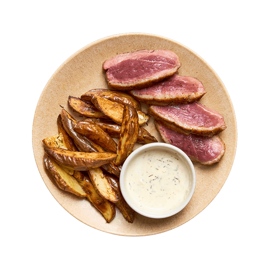 Filet de canard, pommes de terre & sauce gorgonzola