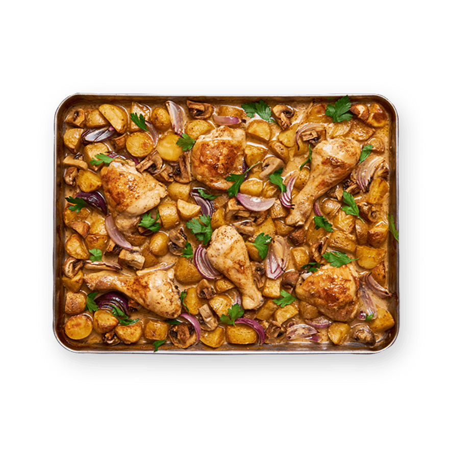 One pan poulet & champignons à la crème