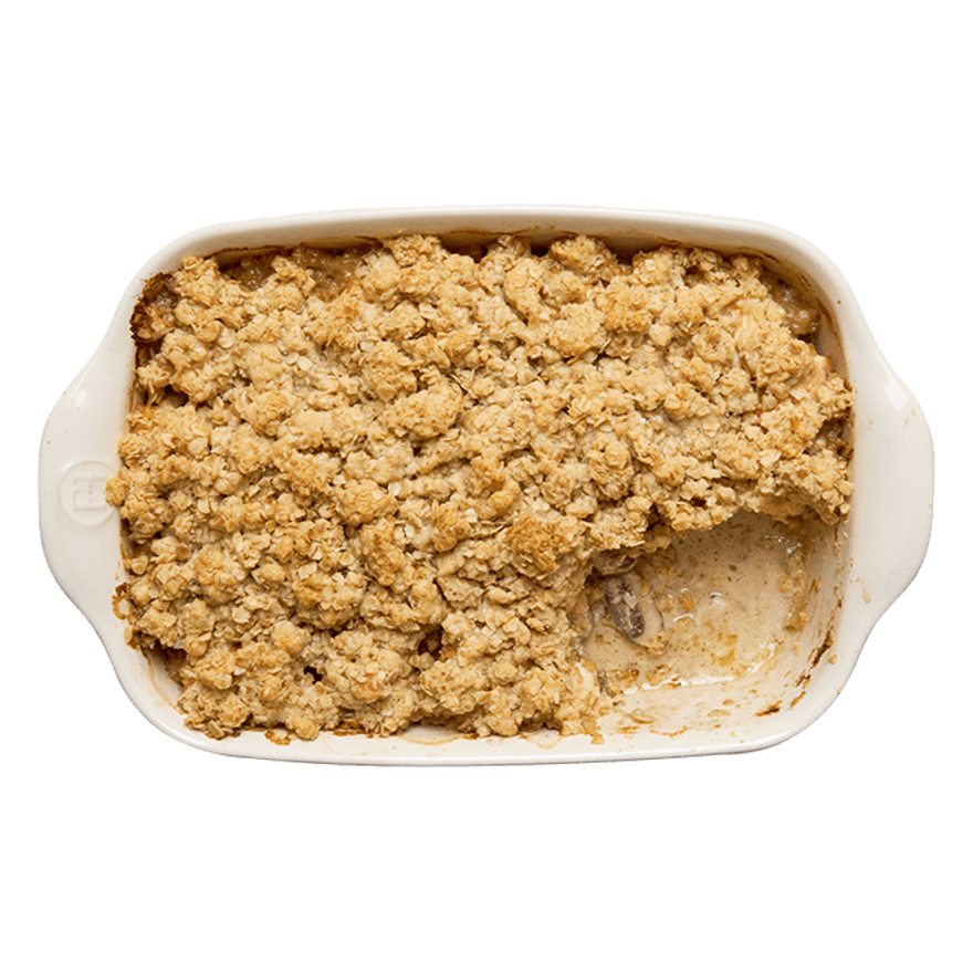 Crumble au saumon, pommes de terre & champignons