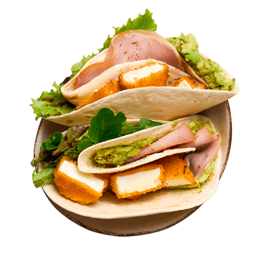 Wrap au chèvre pané, avocat & bacon