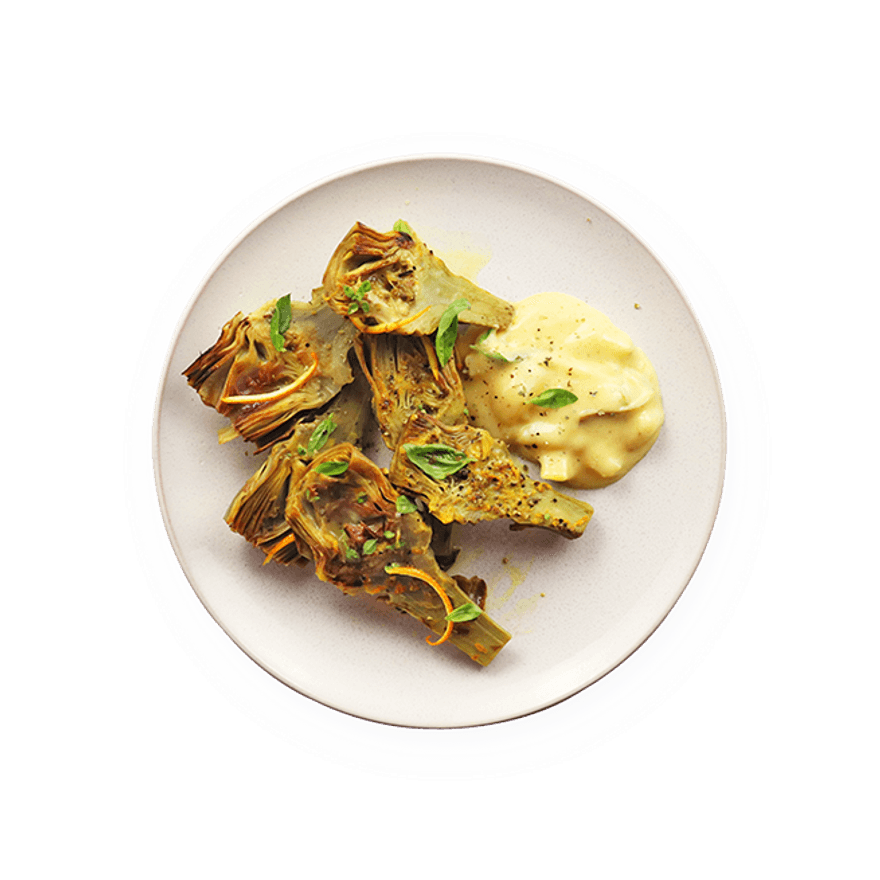 Artichauts braisés & aïoli au citron confit