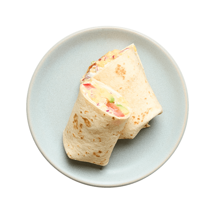 Wrap aux œufs brouillés, crudités & La Vache qui rit®