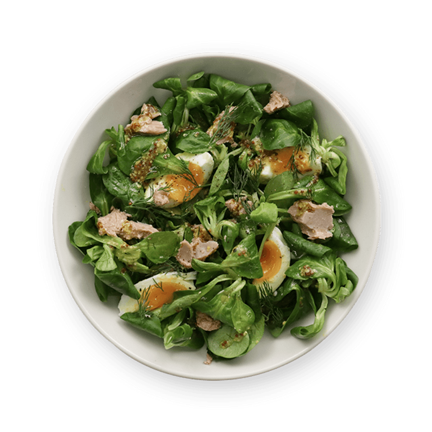 Jow - Recette : Salade mâche, œuf mollet & parmesan