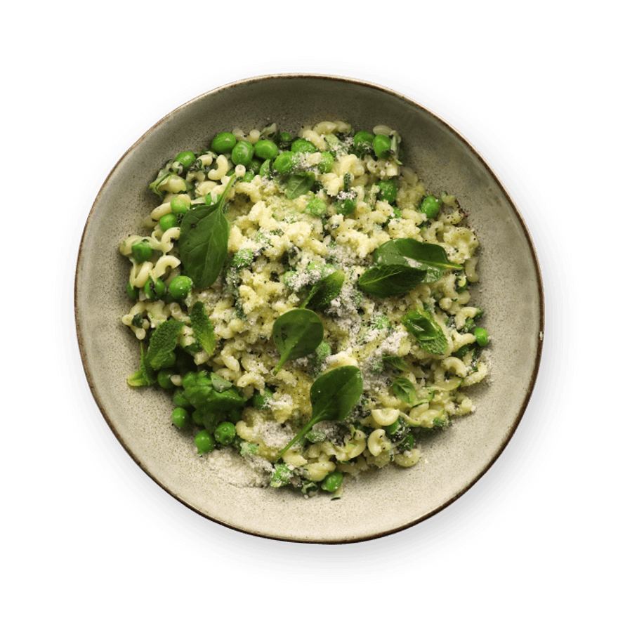 Pâtes ricotta, petits pois & menthe