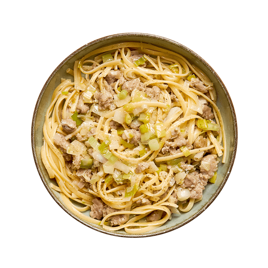 Linguine au porc & poireaux