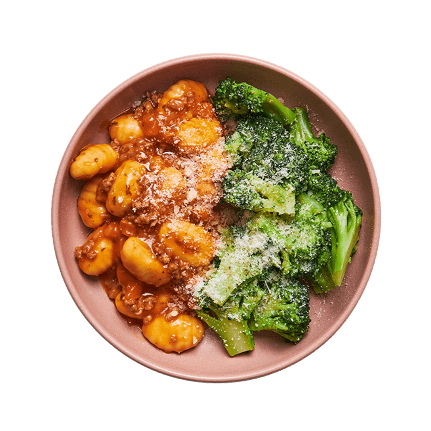 Gnocchi, sauce bolognaise express & brocolis