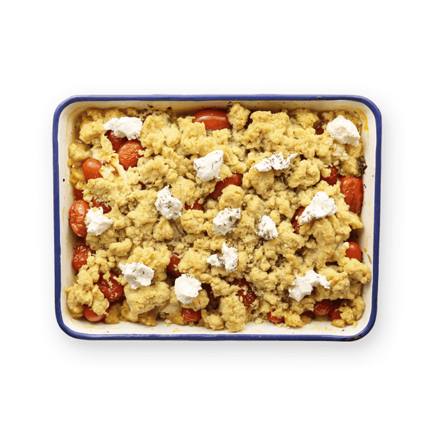 Crumble tomates cerises & chèvre frais