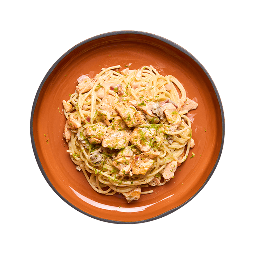Spaghetti crémeuses à la truite & au citron vert