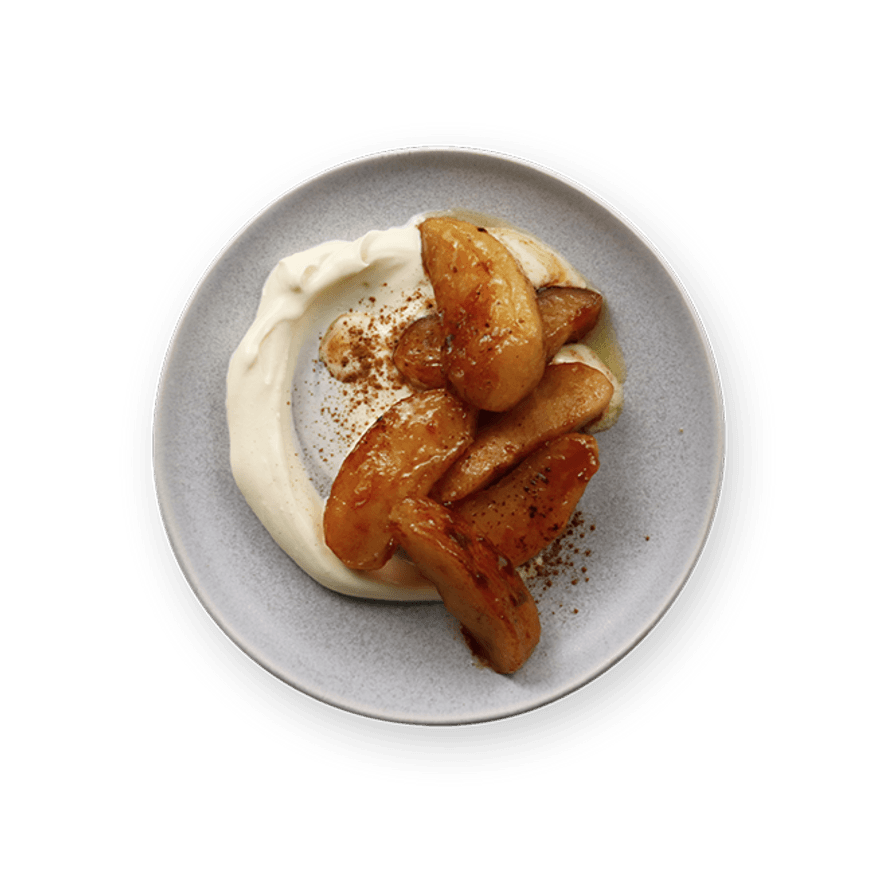 Pomme caramélisée & crème crue