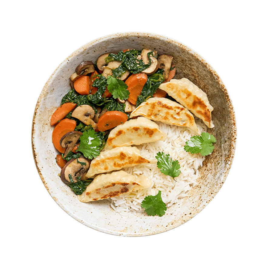 Bowl aux gyoza & légumes sautés