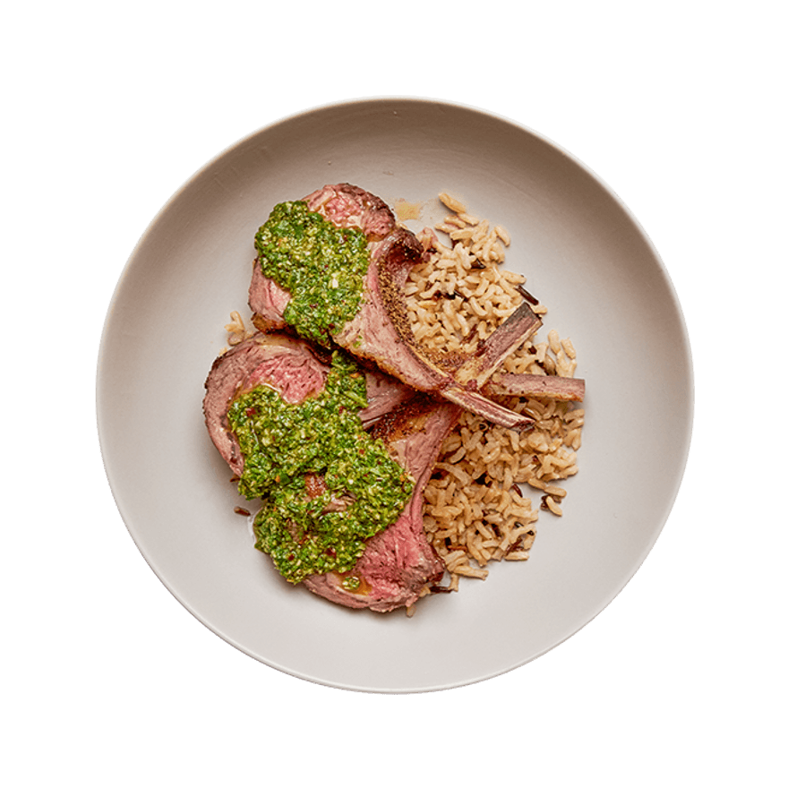 Côtelettes d'agneau & sauce chimichurri