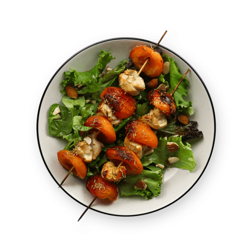 Brochettes de poulet aux abricots