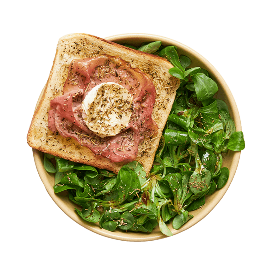 Chèvre chaud au jambon & salade