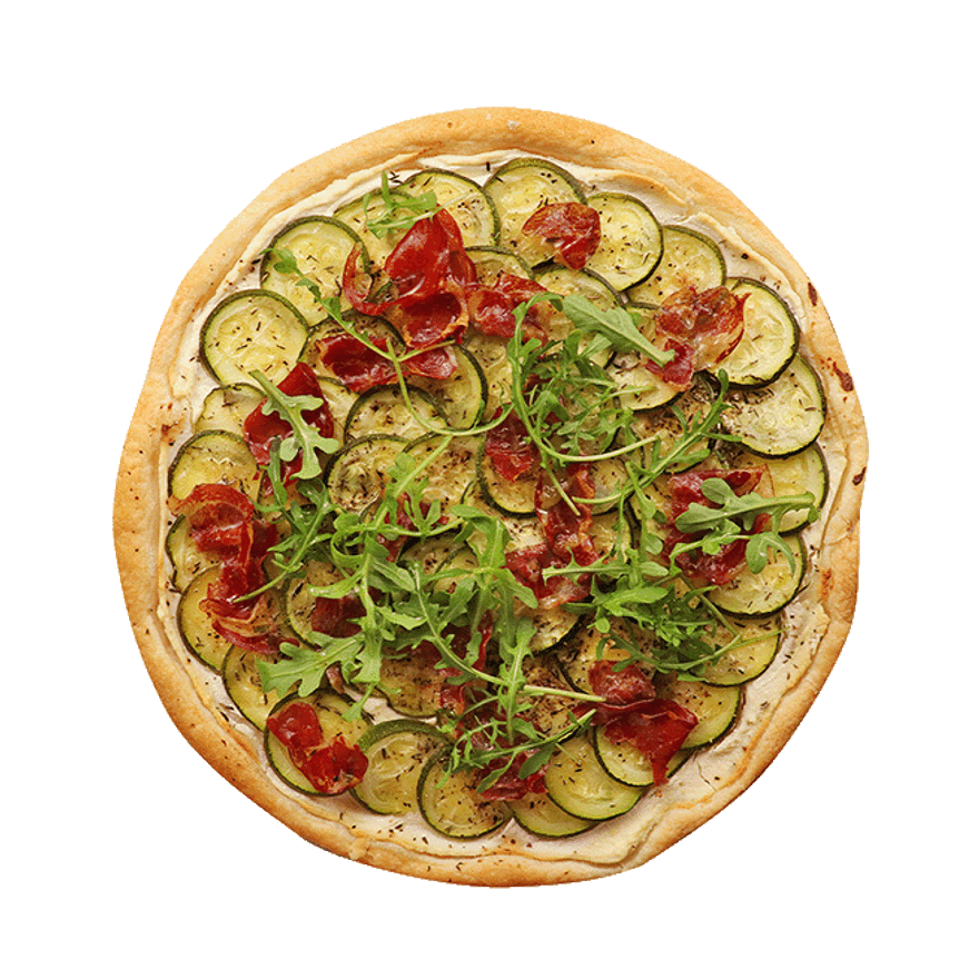 Tarte fine ricotta, courgette & coppa