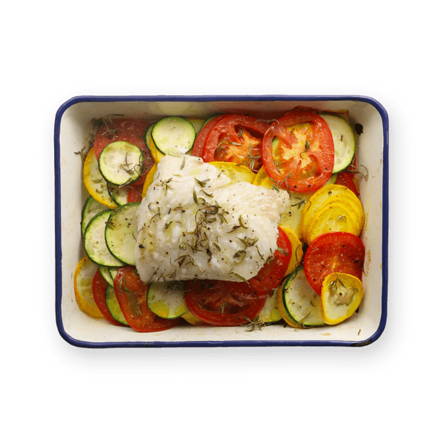 Baked Cod with Tomatoes & Zucchini