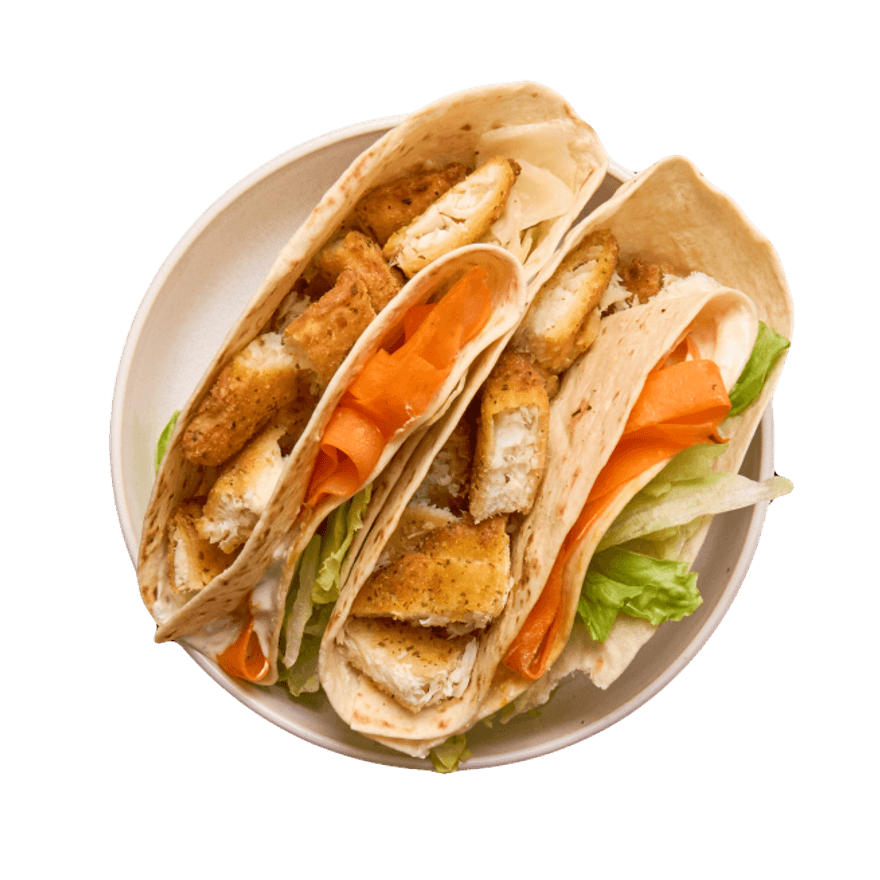 Wrap au poisson pané & crudités