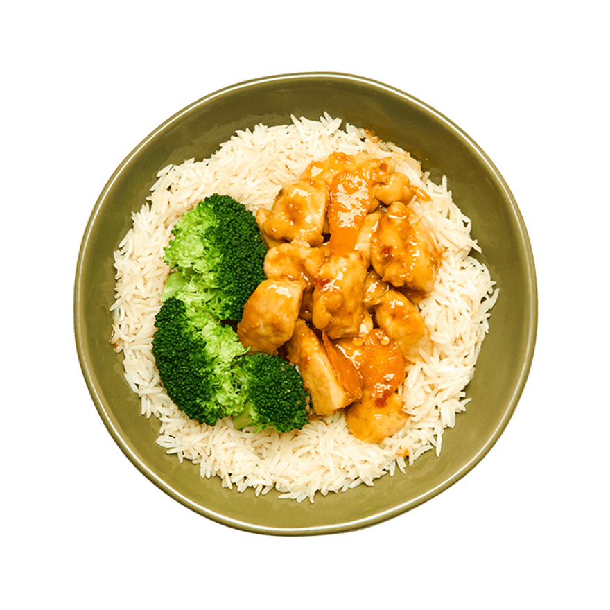 Poulet à l'orange, brocoli & riz