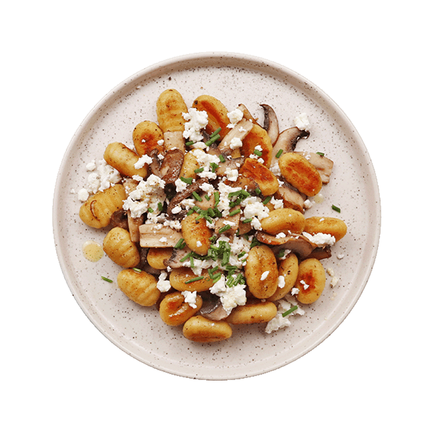 Gnocchi à poêler, champignons & feta