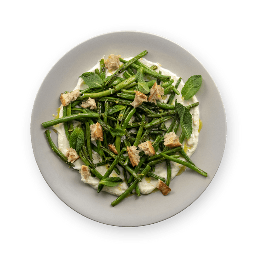 Haricots verts & ricotta fouettée