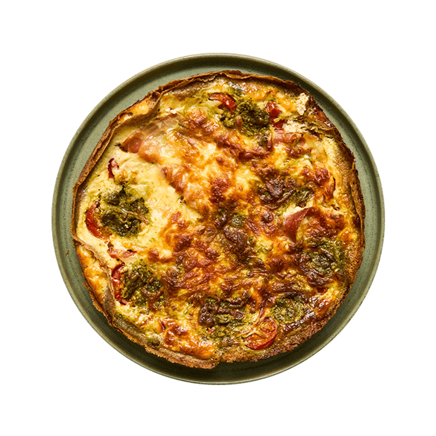 Quiche sarrasin aux tomates, mozza & prosciutto