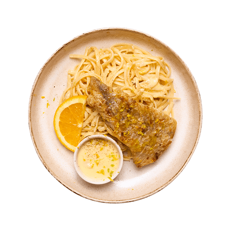 Lieu noir, beurre blanc aux agrumes & linguine