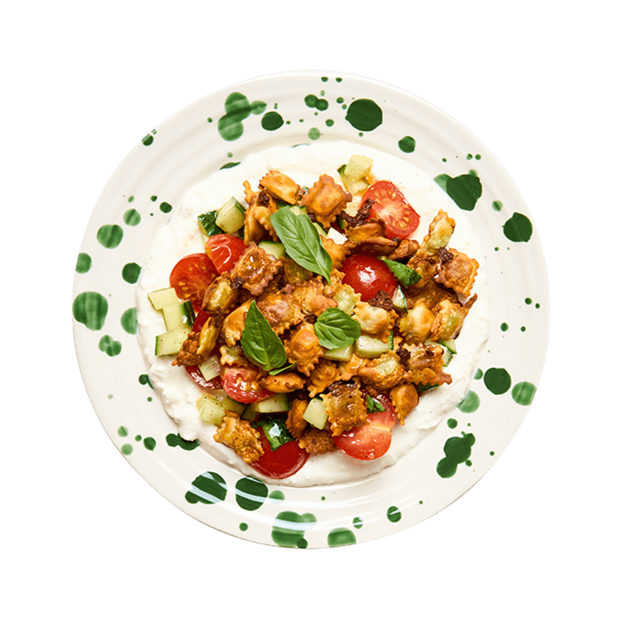 Ravioles croustillantes au air-fryer & crème de feta