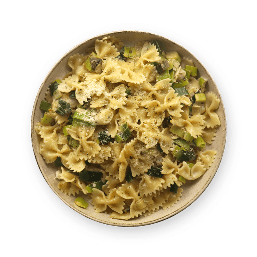 Farfalle & fondue de poireaux