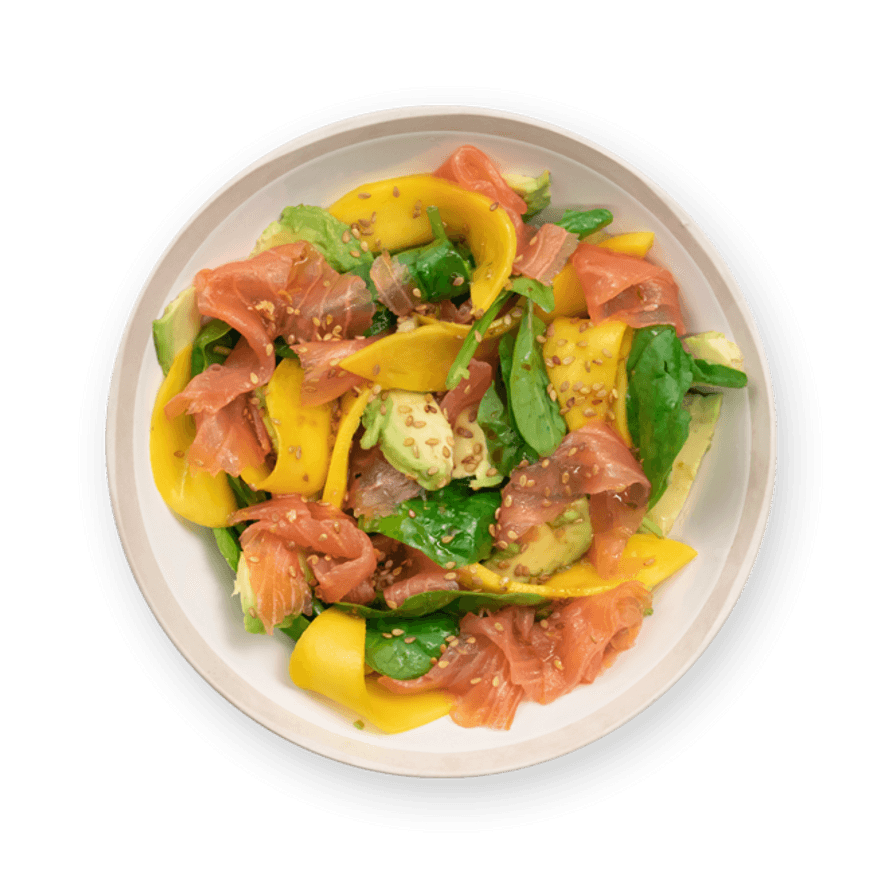 Smoked salmon, mango and avocado salad