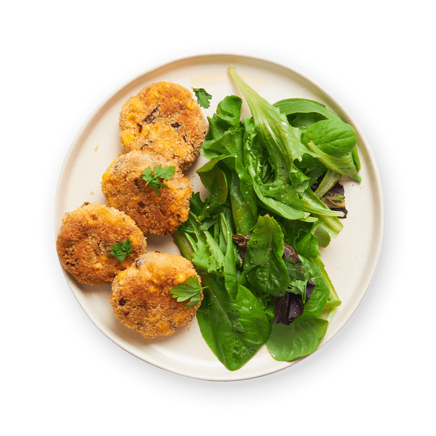 Croquettes thon maïs & salade