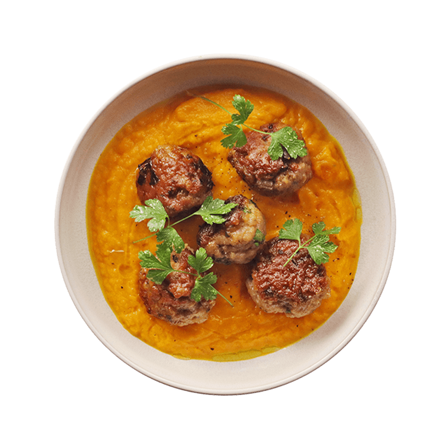 Boulettes & purée de courge