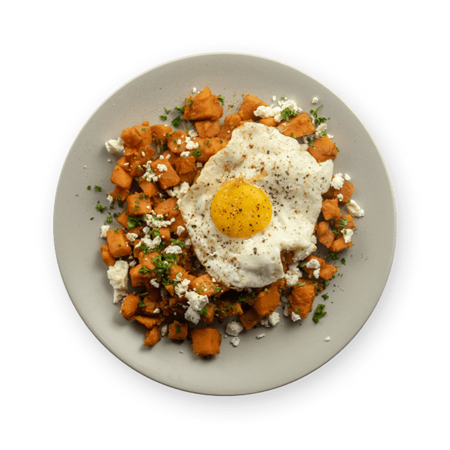Fried Egg with Sweet Potato Hash