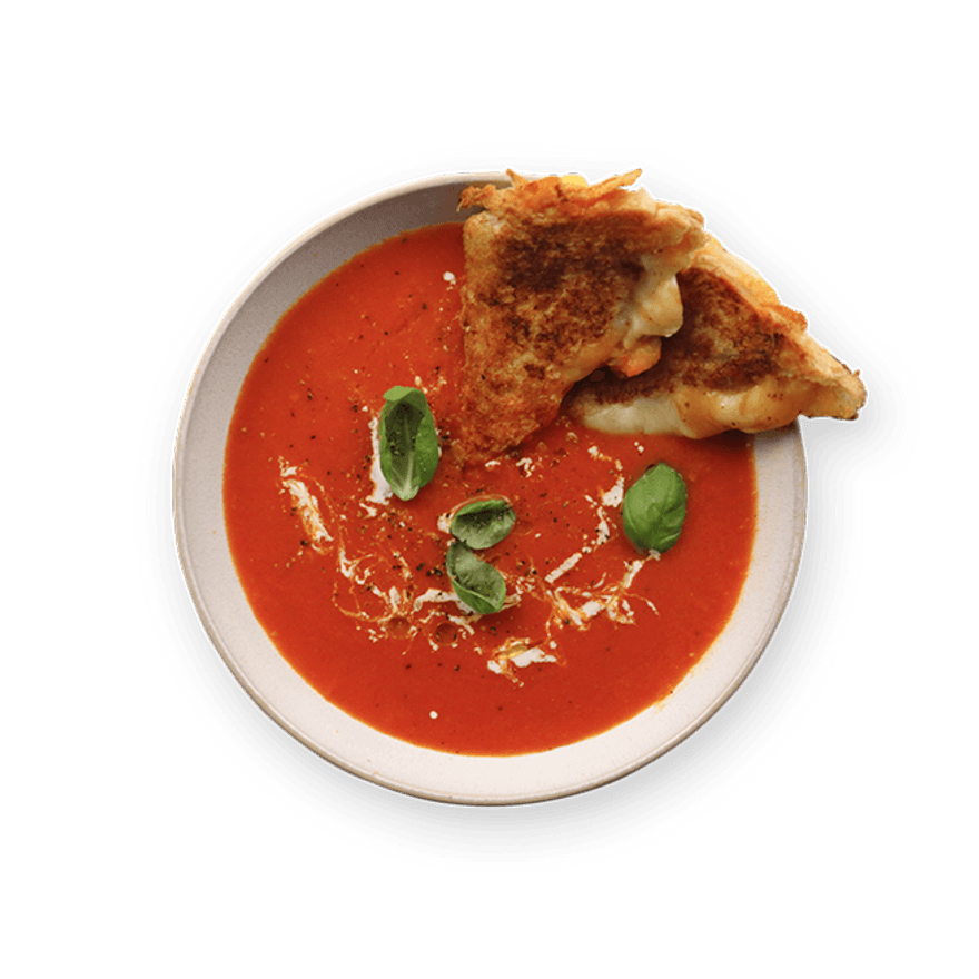 Tomato Soup with Grilled Cheese Sandwiches