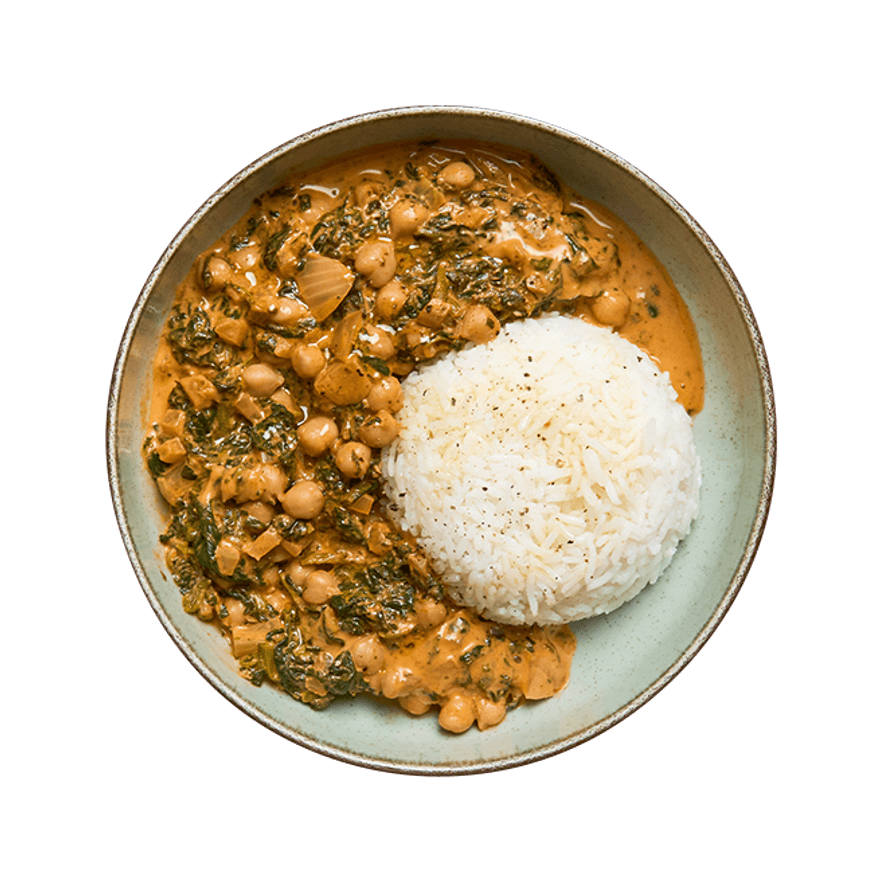 Pois chiches crémeux au coco & riz