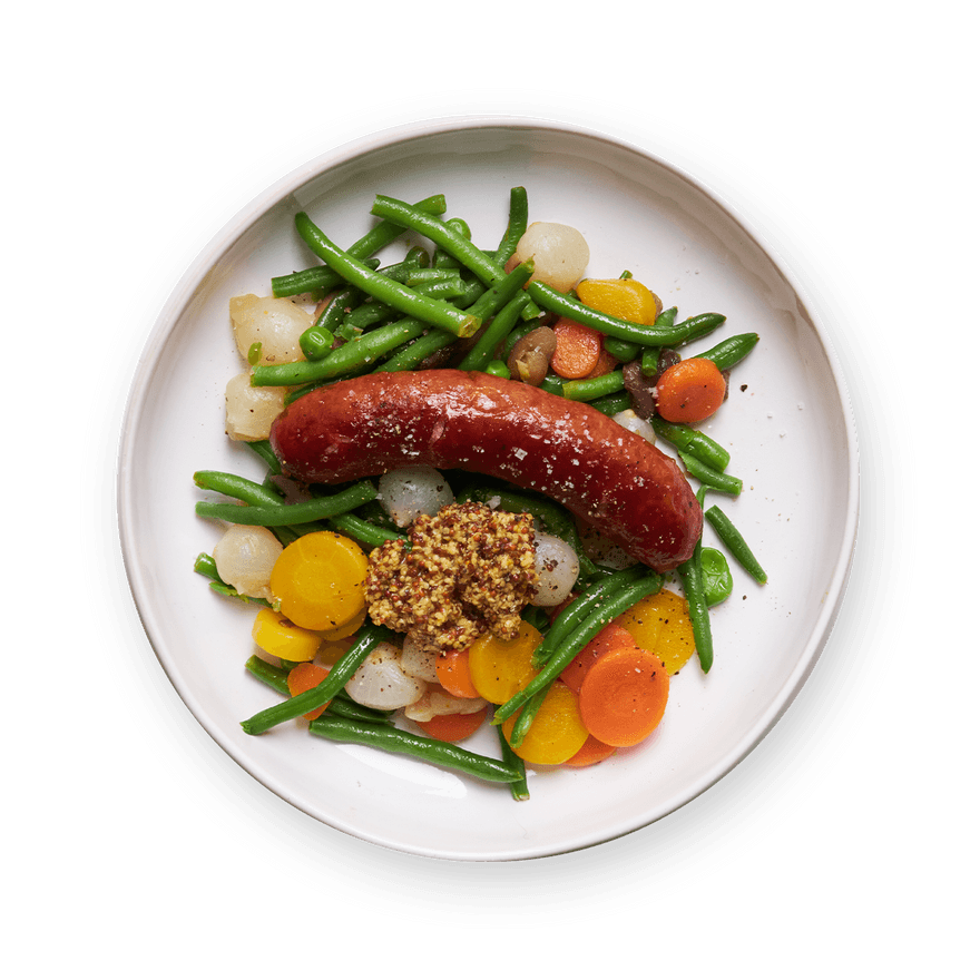 Saucisses et légumes à l'italienne au four - 5 ingredients 15 minutes