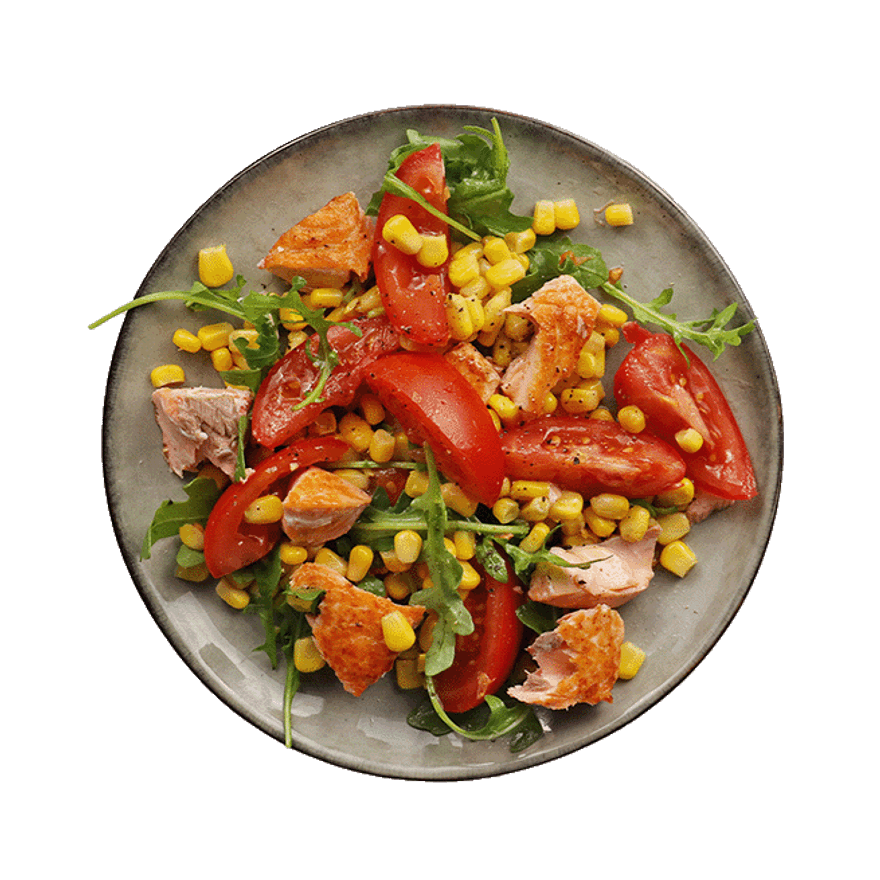 Salade saumon, maïs & tomate