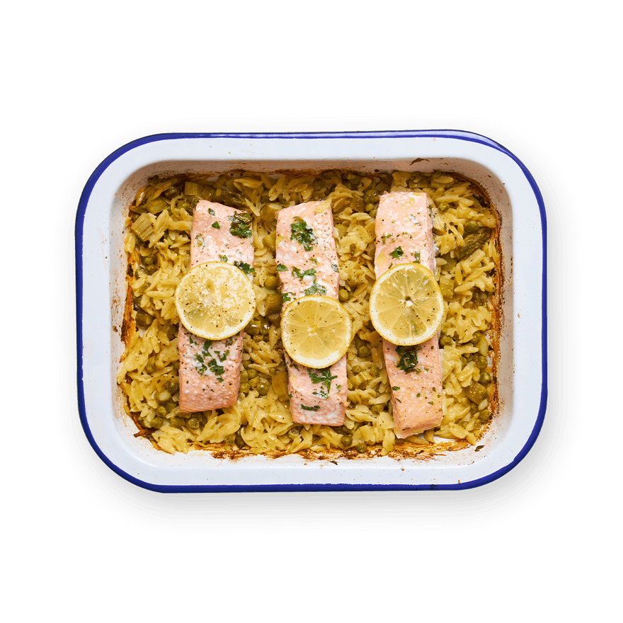 One-Pan Salmon with Asparagus & Peas