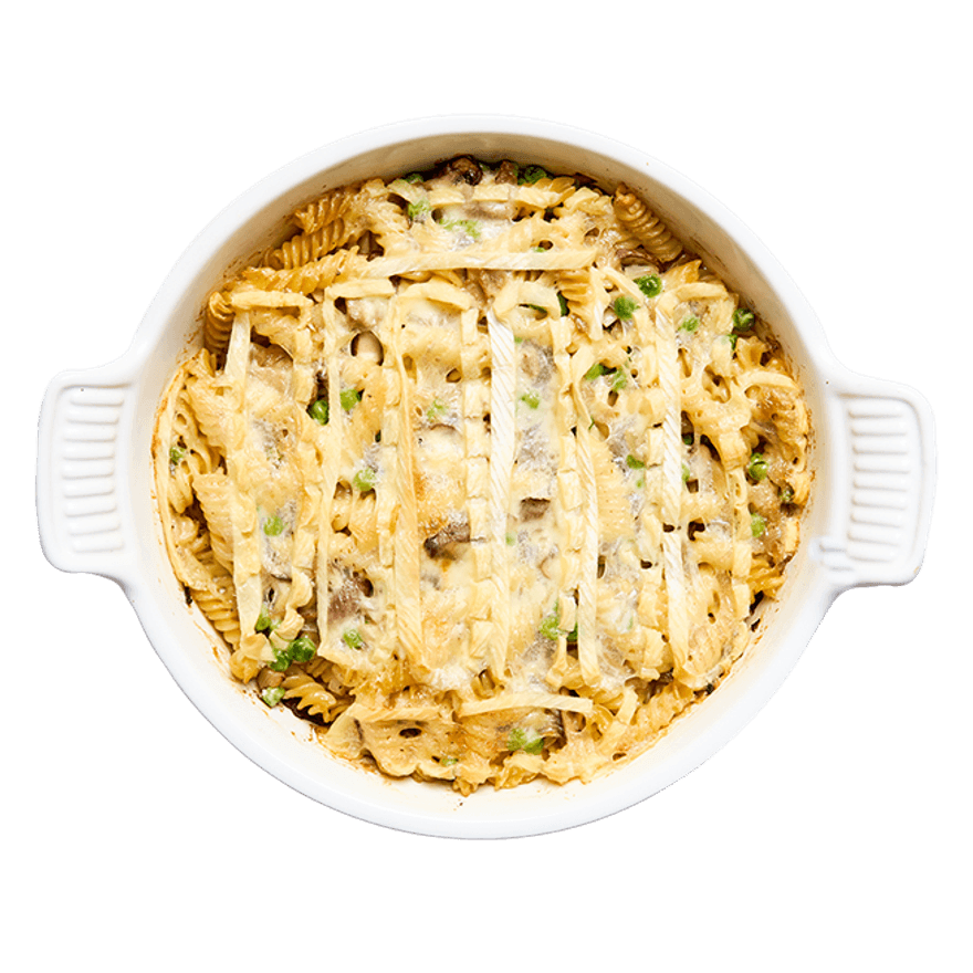 Gratin de pâtes aux champignons & reblochon