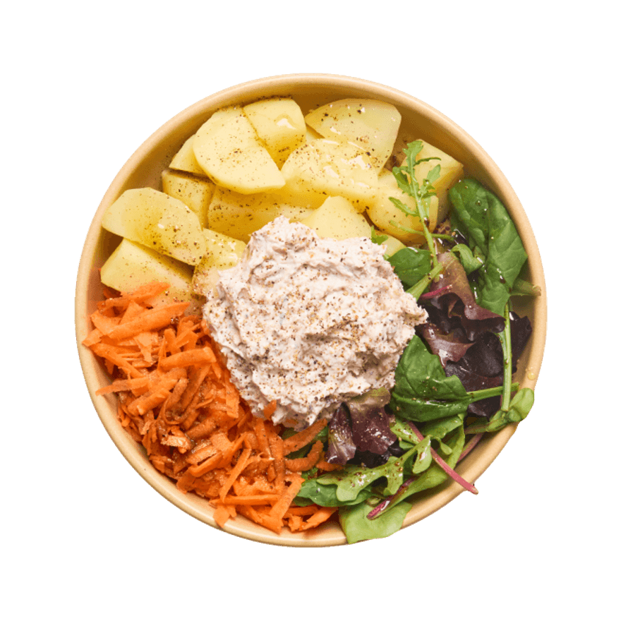 Rillettes de sardines, pommes de terre & crudités
