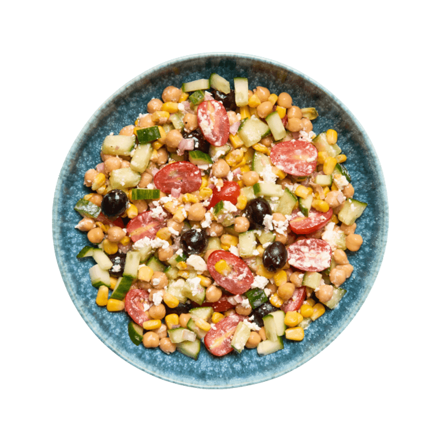 Salade maïs, concombre, pois chiches & feta